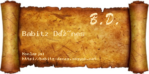 Babitz Dénes névjegykártya